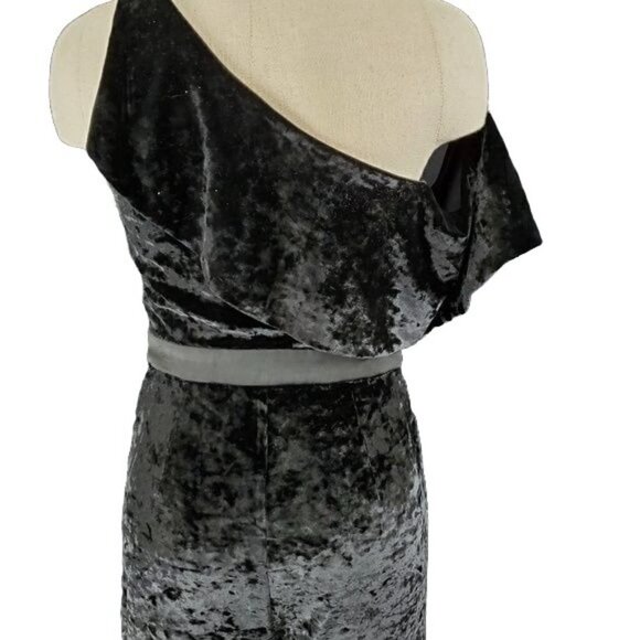 Xoxo Velour ruffle jumpsuit with pockets women's size small New - Picture 4 of 8